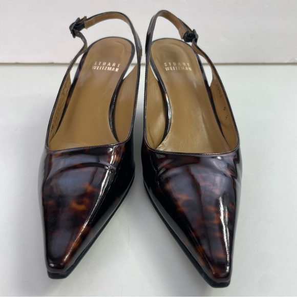 Stuart Weitzman Slingback Tortoise Shell Point-Toe Wedge Heels‎ - Picture 7 of 16